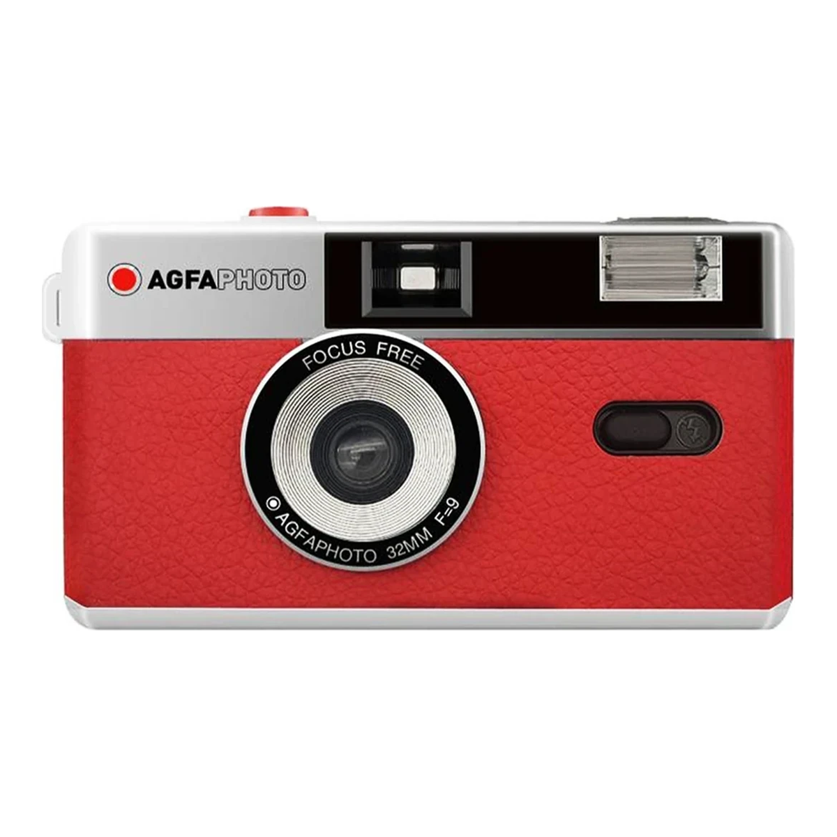 Agfa Reusable 35mm Analog Camera with Flash, Red + Bag
