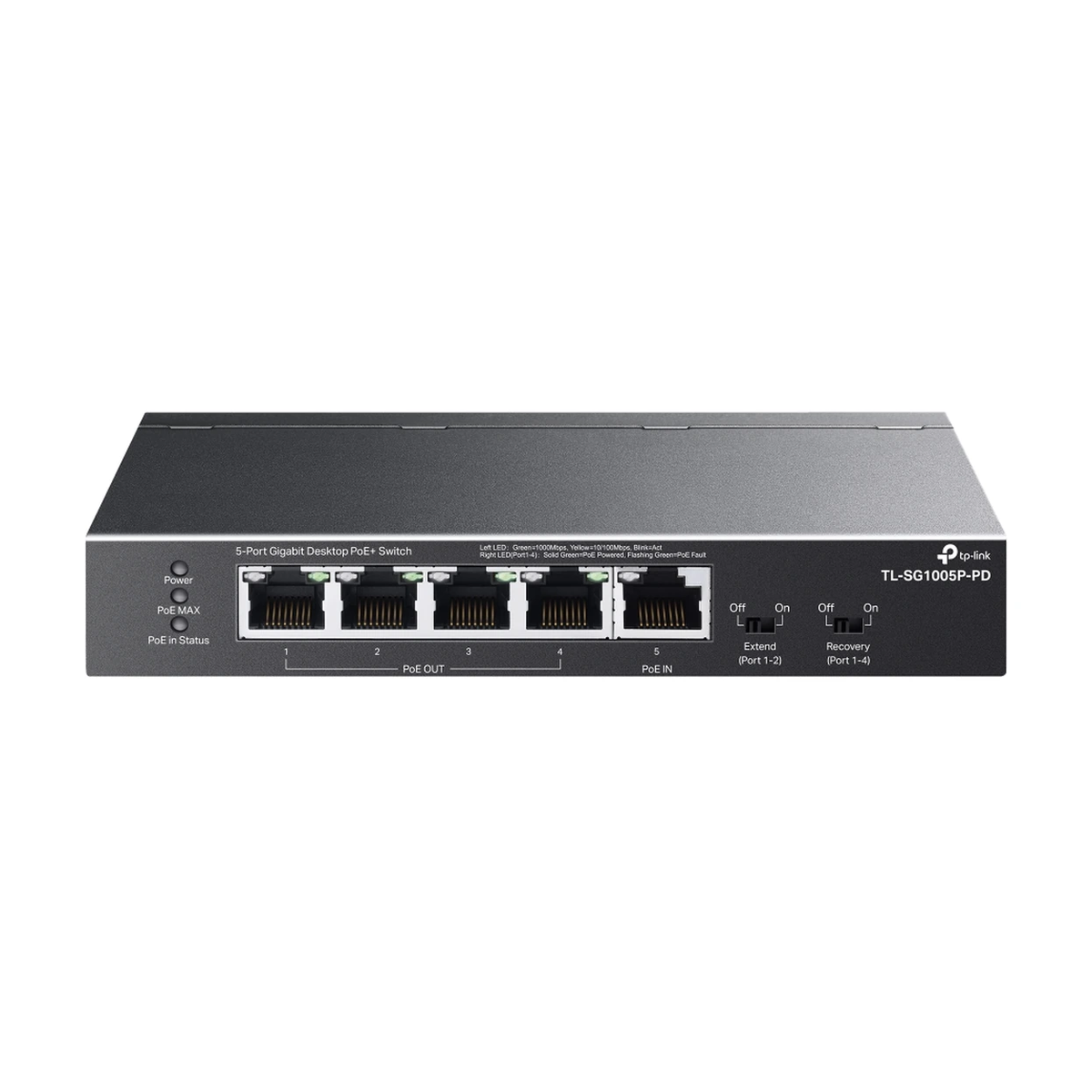 TP-Link SG1005P-PD – 5 Port Gigabit Desktop PoE+ Switch with 1 Port PoE++ In and 4 Port PoE+ Out