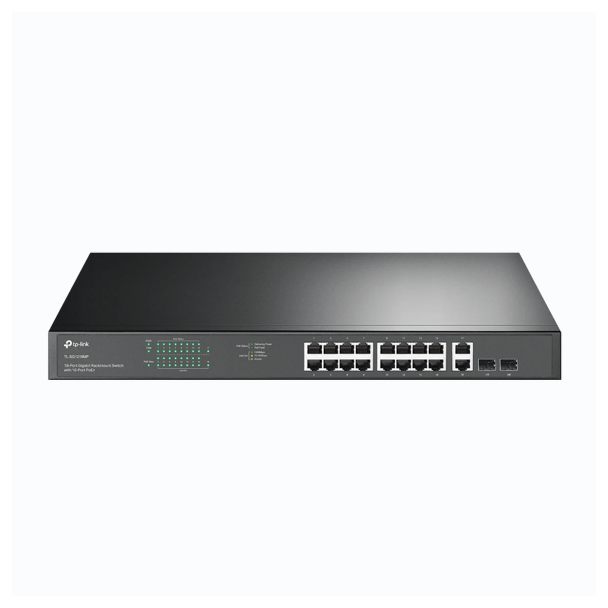 TP-Link 18-Port Gigabit Rackmount Switch with 16-Port PoE+ — 250 W PoE Power