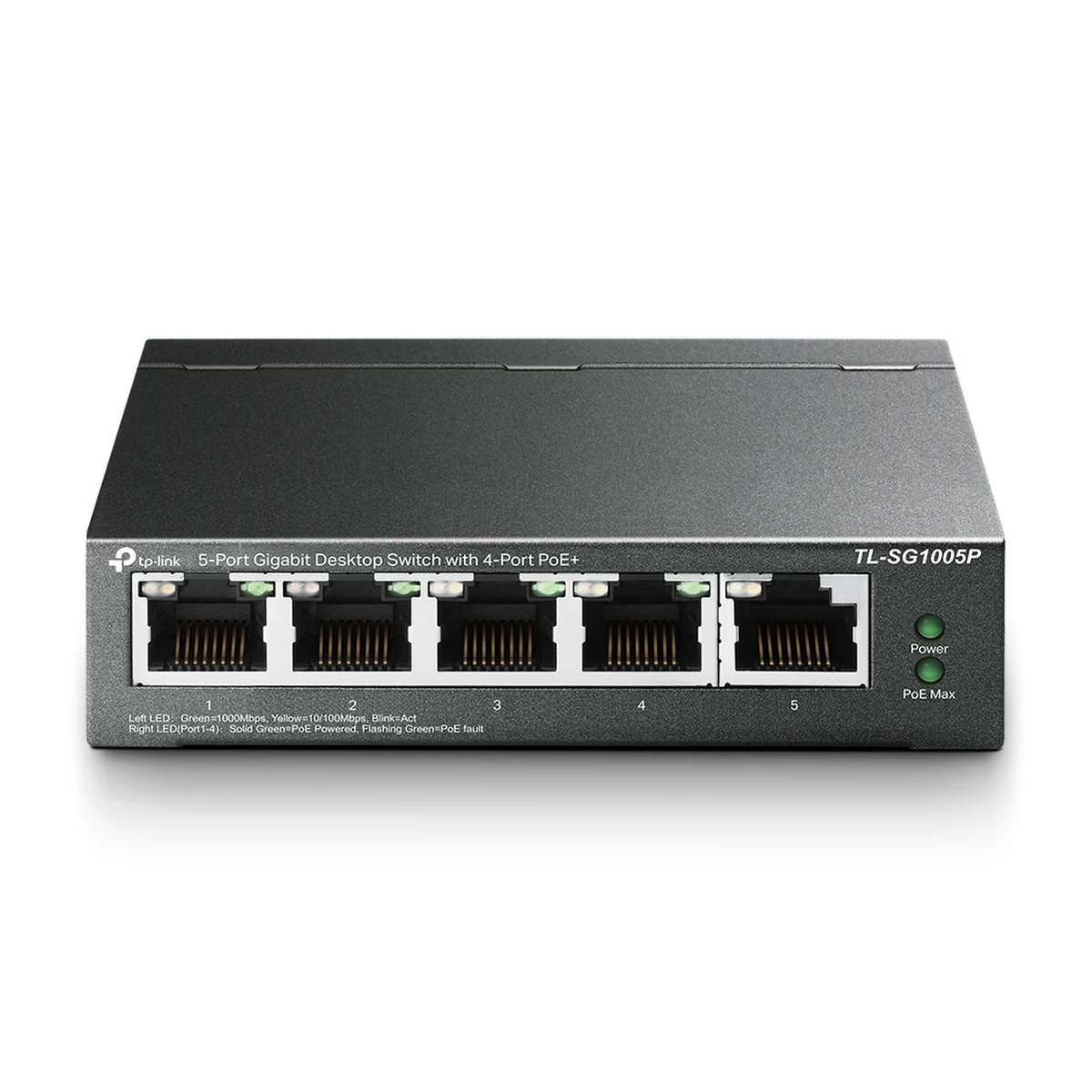 TP-Link 5-Port Gigabit Desktop Switch with 4-Port PoE+ — 65 W PoE Power (TL-SG1005P)