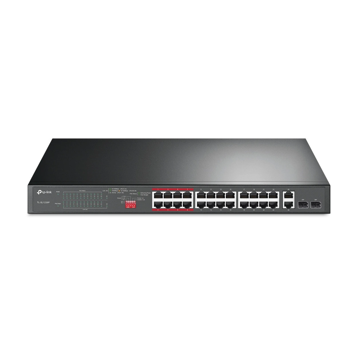 TP-Link 24-Port 10/100 Mbps + 2-Port Gigabit Rackmount Switch with 24-Port PoE+