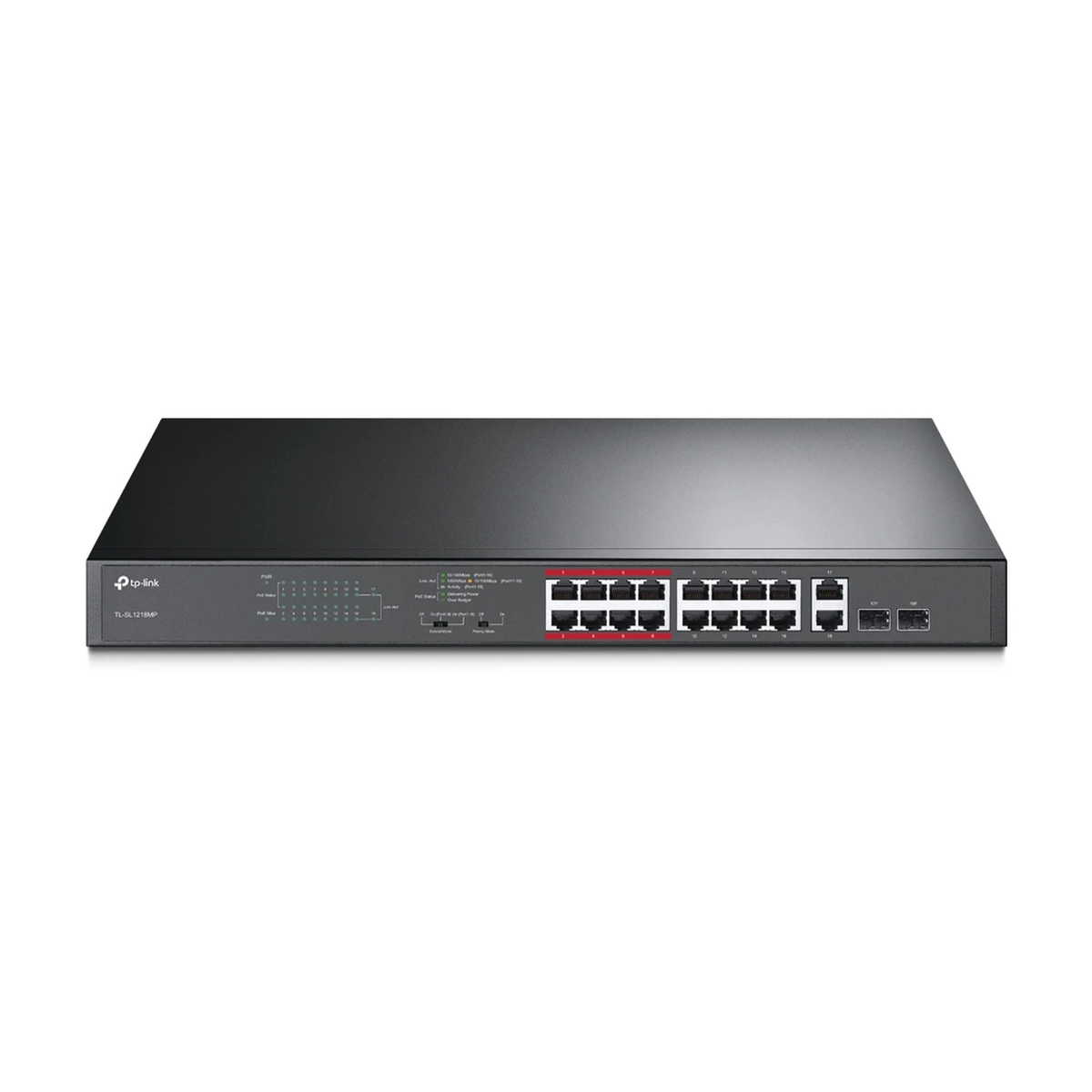 TP-Link 16-Port 10/100 Mbps + 2-Port Gigabit Rackmount Switch with 16-Port PoE+