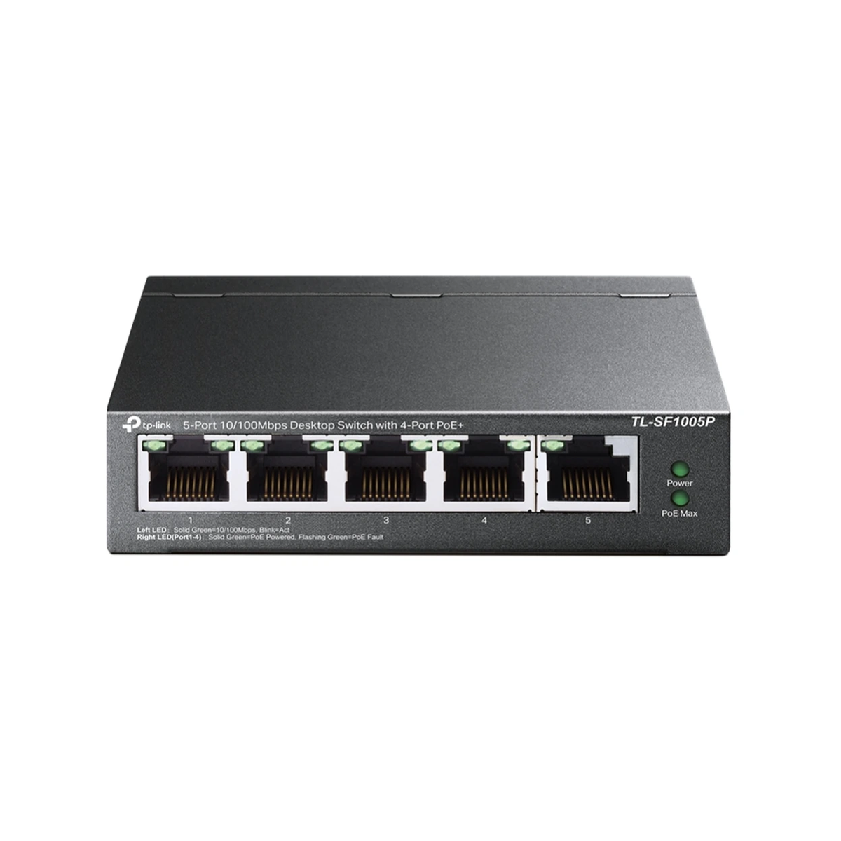 TP-Link 5-Port 10/100 Mbps Desktop Switch with 4-Port PoE+ — 67 W PoE Power