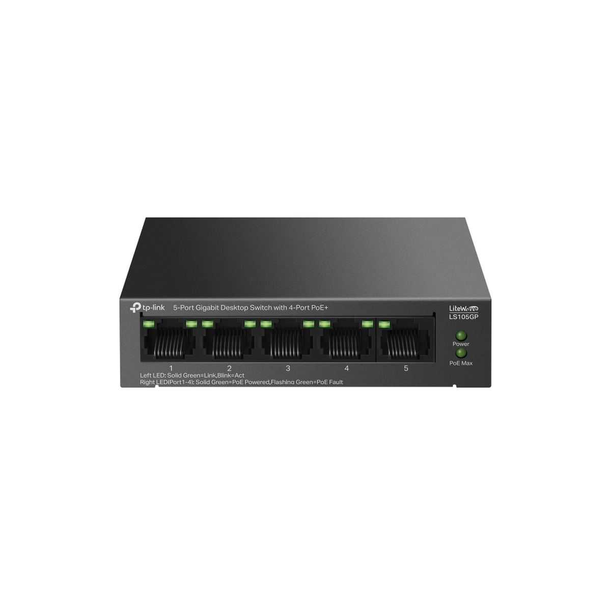 TP-Link 5-Port Gigabit Desktop Switch with 4-Port PoE+ — 65 W PoE Power (LS105GP)