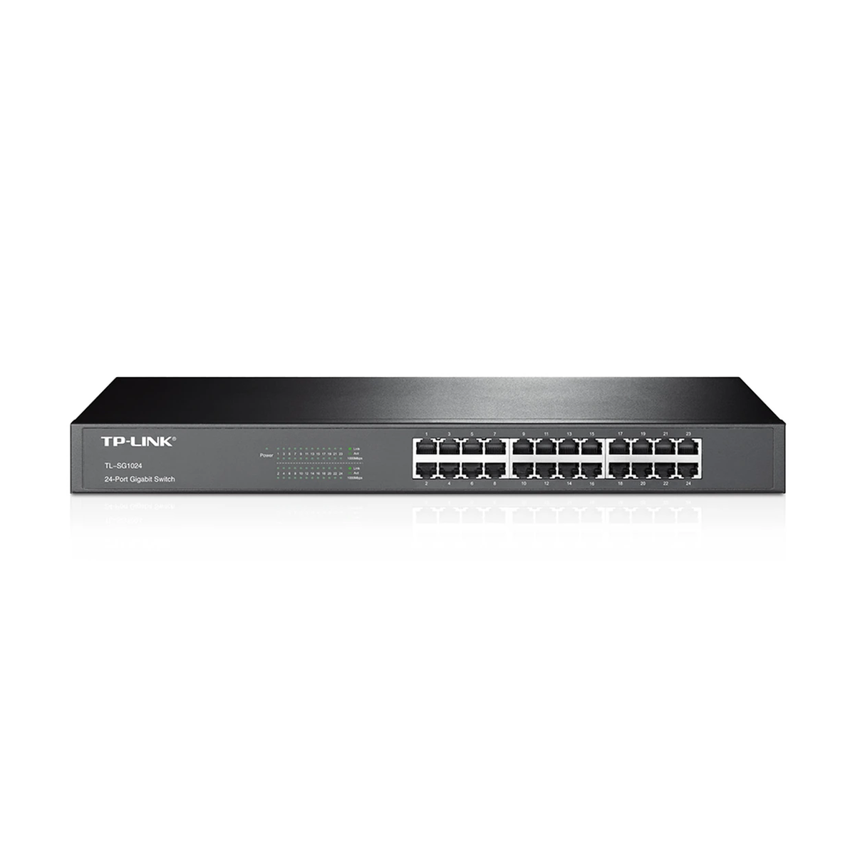 TP-Link 24-port Gigabit Switch, 24 10/100/1000M RJ45 ports, 1U 19-inch rack-mountable steel case