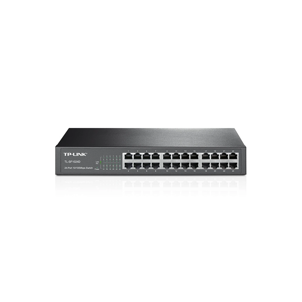 TP-Link 24-port 10/100M Switch, 24 10/100M RJ45 ports, 13-inch rack-mountable steel case