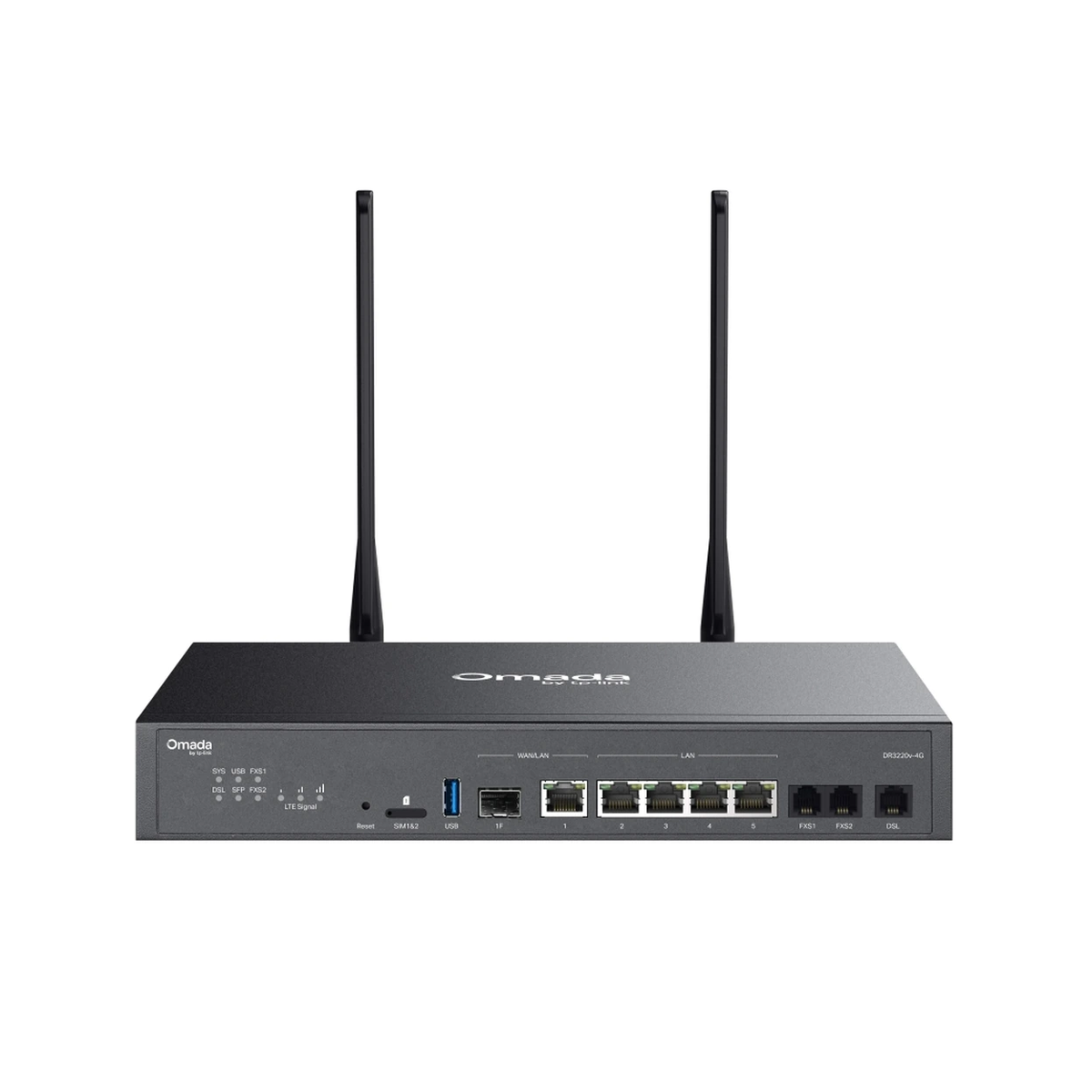 TP-Link Omada 4G+ Cat6 Gigabit Rackmount DSL Gateway — 1 × Gigabit SFP/RJ45 WAN/LAN Combo Port
